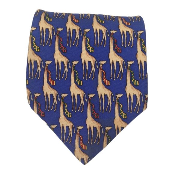 Brooks Brothers Other - BROOKS BROTHERS MAKERS Blue Giraffe Printed Silk Tie M.In USA 58"/3".3/4 EX CON
